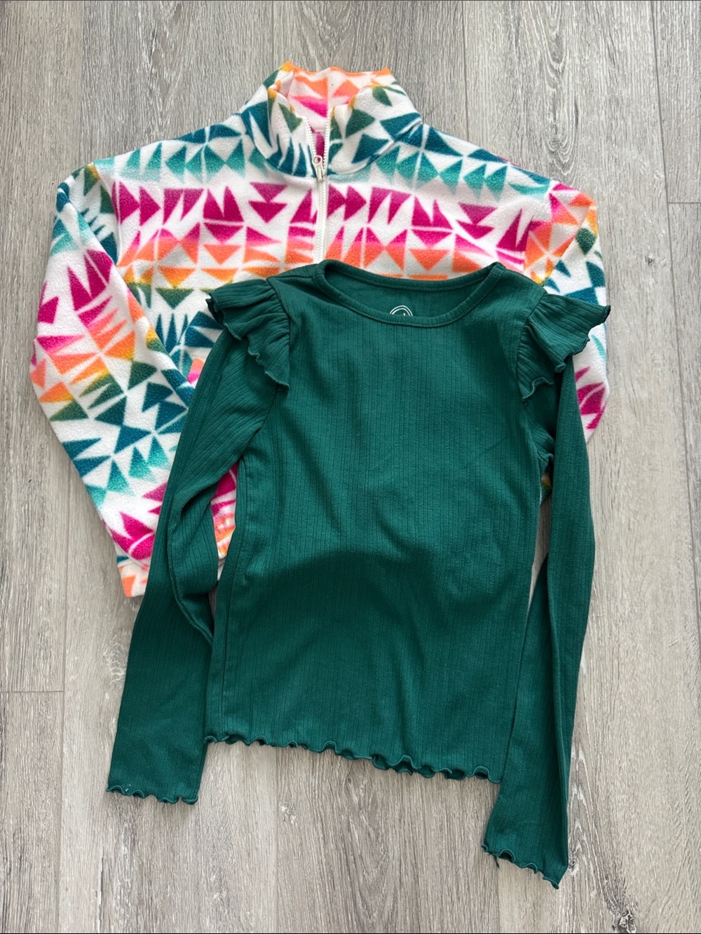 SO Girls Fleece Sweater & wonder nation Ribbed Long Sleeve Top w/Ruffle Size 7